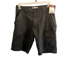 Wrangler Men's Black Cargo Shorts Relaxed Fit Flat Front 10-Inch Inseam